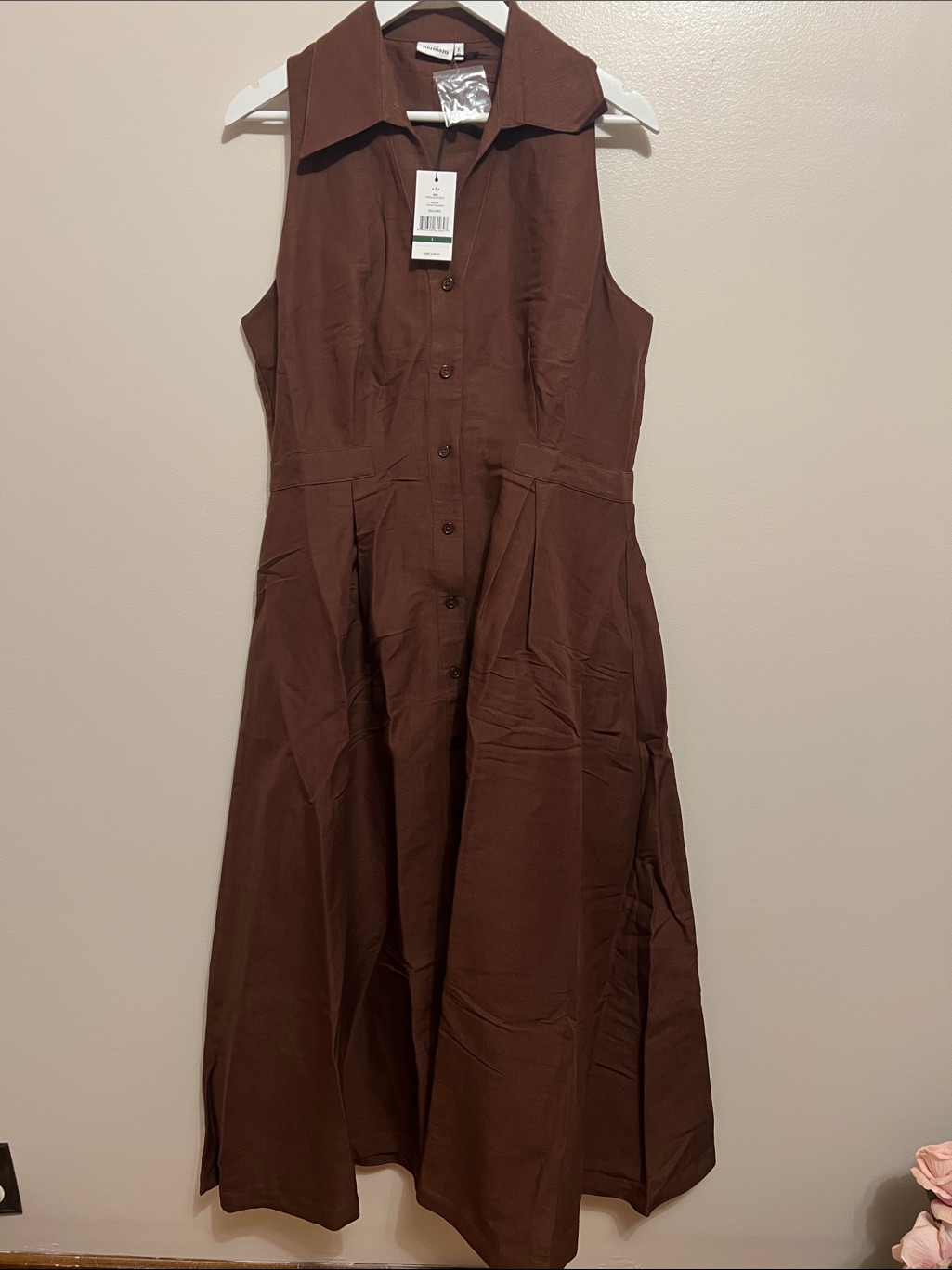 Hermoza Stacia Shaved Chocolate Button-Front Maxi Dress